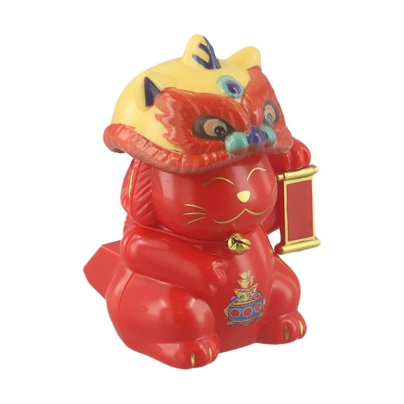 Light-Sensing Automatic Nodding Lion Dance LuckyCat Solar LuckyCat Car Ornaments Beckoning Fortune Cat Figurines For Home Decor