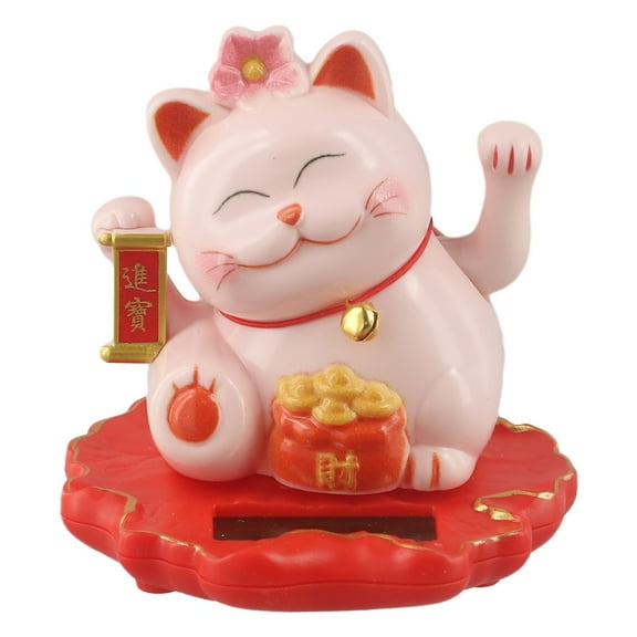 Light-Sensing Slar-Powered Lucky Cat Automatically Waving Its Hands Lucky Cat 2313-Pink