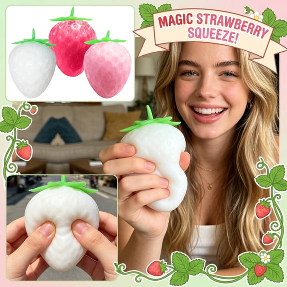 Light Sensitive Color Changing Giant Strawberry Squishy Toy, Kawaii Strawberry Squeeze Sensory Fidget Ball Soft Slow Rising Fruit Stress Relief Toy Party Favors