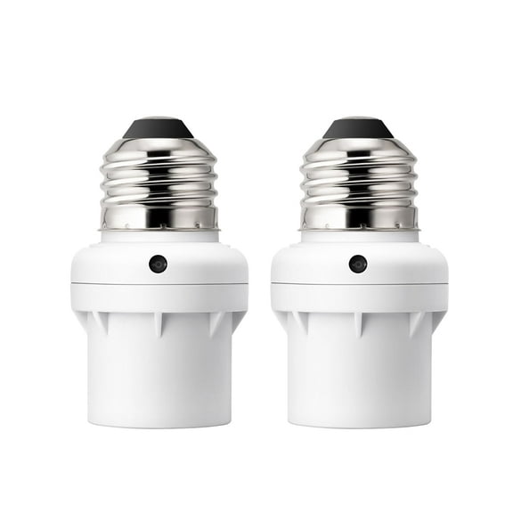 Light Sensor Socket for Light Fixtures, Automatic Dusk to Dawn Light Bulb Sockets, Compatible with Incandescent/CFL/LED/Halogen Bulbs, 2 Pack