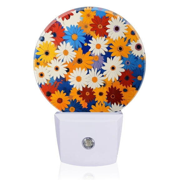 Light Sensor of LED Night Light, Colorful Daisies Clustered Together Night Light Plug Into Wall for Kids Room, Bedroom, Bathroom, Kitchen