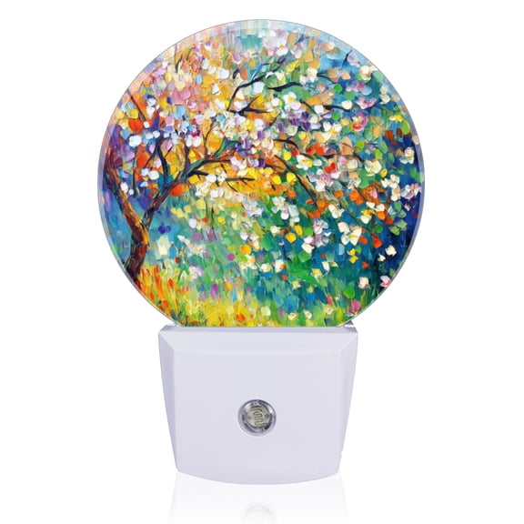 Light Sensor of LED Night Light, Energetic Springtime Blossom Night Light Plug Into Wall for Kids Room, Bedroom, Bathroom, Kitchen
