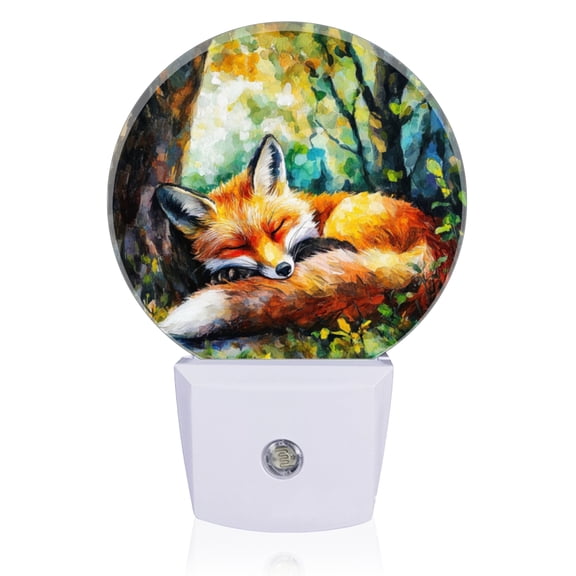 Light Sensor of LED Night Light, Stunning Forest - Resting Vixen Night Light Plug Into Wall for Kids Room, Bedroom, Bathroom, Kitchen