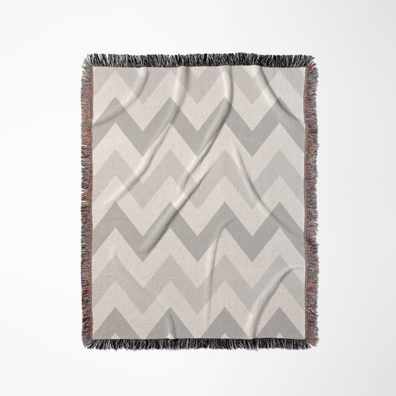 Light Shades Of Grey Chevron Zig Zag Pattern - Pastel Gray Zigzags, Woven Blanket
