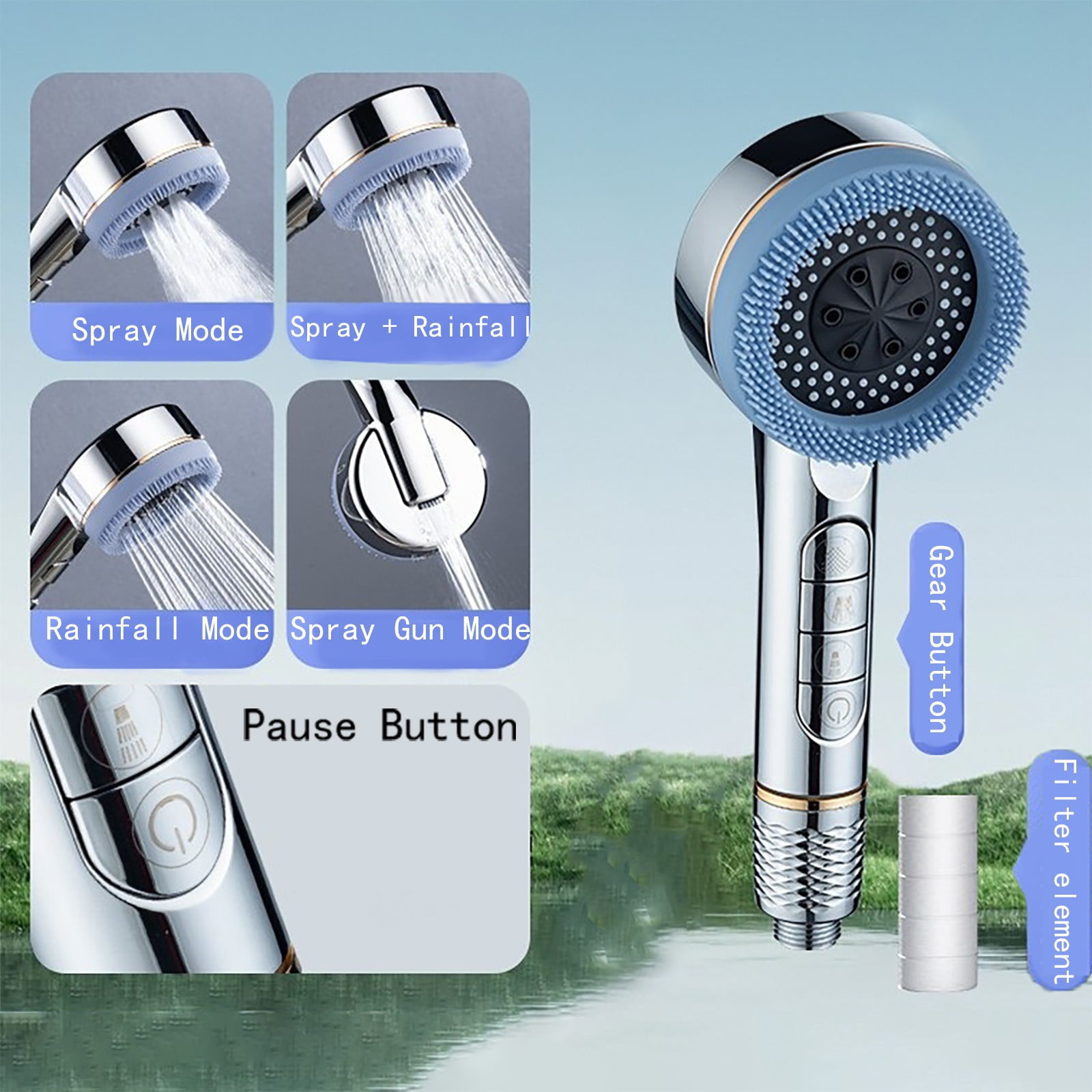 Light up Shower Heads with Hose Hard Water Shower Head with Hose Double