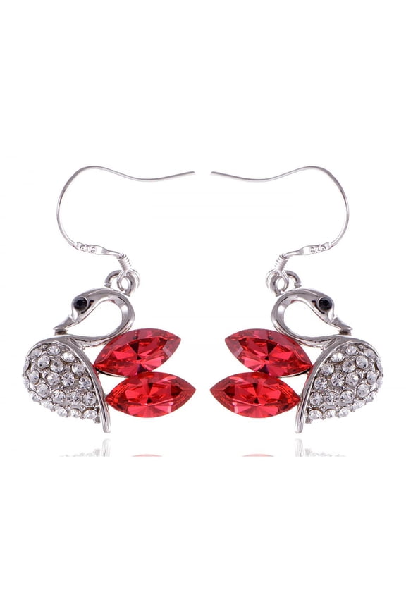 Light Siam Tone Crystal Elements Swan Love Eternity Fashion Earrings