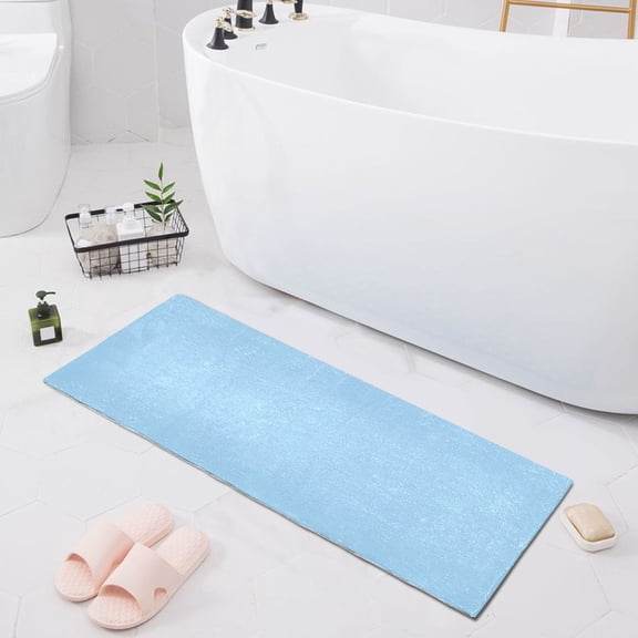 Light Sky Blue Bath Mat 39x20 Non-Slip Bathroom Rugs Absorbent Soft Plush Quick Dry for Tub Shower Kitchen Home Decor
