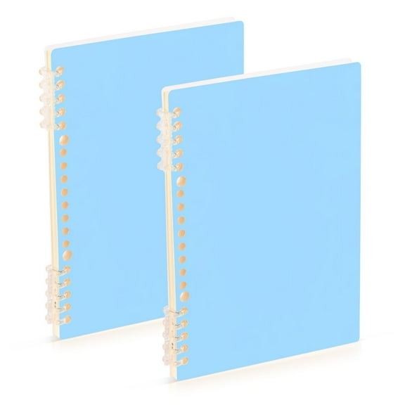 Light Sky Blue Notebooks 2 Pcs 1-subject Journal 60 Sheets A5 College Ruled Paper Detachable Ring 8.3"x5.7"