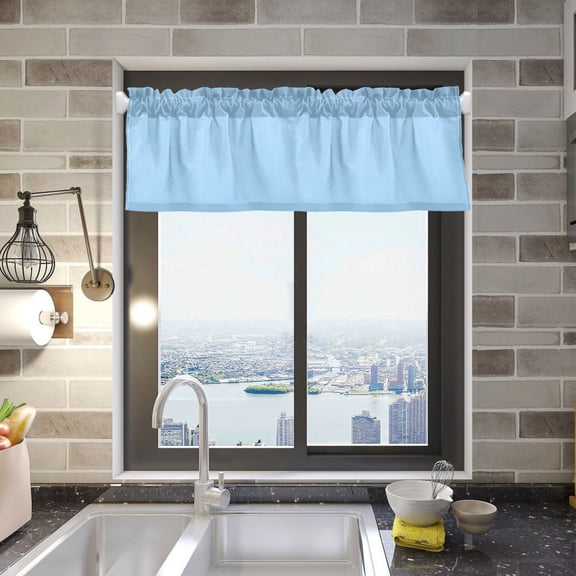 Light Sky Blue Valance Curtains Rod Pocket for Kitchen Living Room Windows Farmhouse Decor 54x18