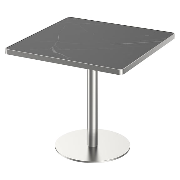 Black+Silver Black and Silver Sintered Stone Dining Table, 31.5 in Square for Indoor and Outdoor Use