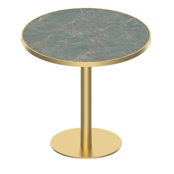 Light Slate Grey Sintered Stone Round Dining Table - 31.50 in Diameter for Outdoor Bistro Use