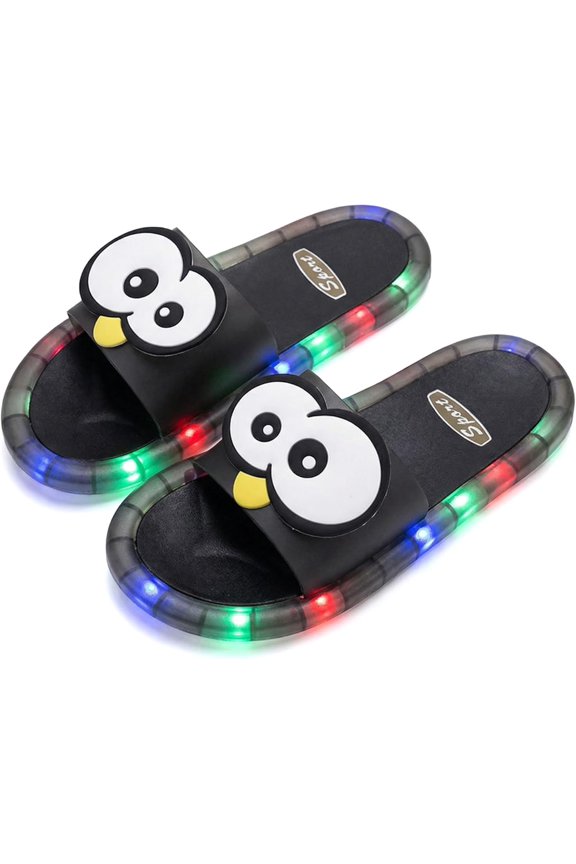 Light Up Slippers For Women's & Adults – Motion Sensor LED Slides With Cartoon Eyes, Non-Slip Sole, Indoor Outdoor Use, Pink Comfort Sandals For Teens Women Men