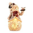 thumbnail image 1 of Light Up Snowman Figurine Christmas Tabletop Decor, Warm LED Glow, Carved Snowflake Design, Resin Winter Snowman Statue for Mantel Shelf Indoor Holiday Decoration & Christmas Gift, 1 of 5