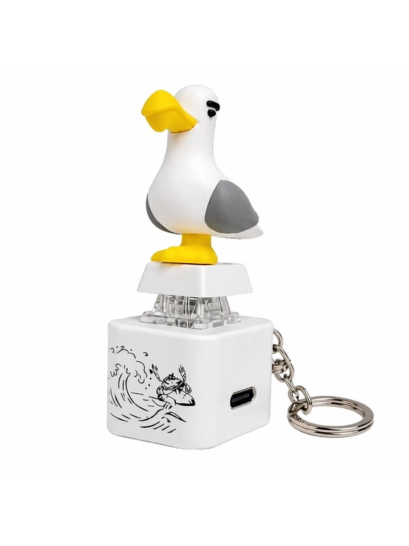 Light Up Sound Bird Keychain, Cute White Seagull Hanging Pendant with Press Button, Fun Stress Relief Toy, Mini Bag Charm Accessory for Kids, Teens and Gift Giving
