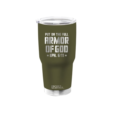Light Source 30 oz. Stainless Steel Tumbler - Armor Of God - Olive Green