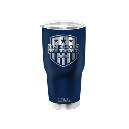 Light Source 30 oz. Stainless Steel Tumbler - In God We Trust Shield - Blue