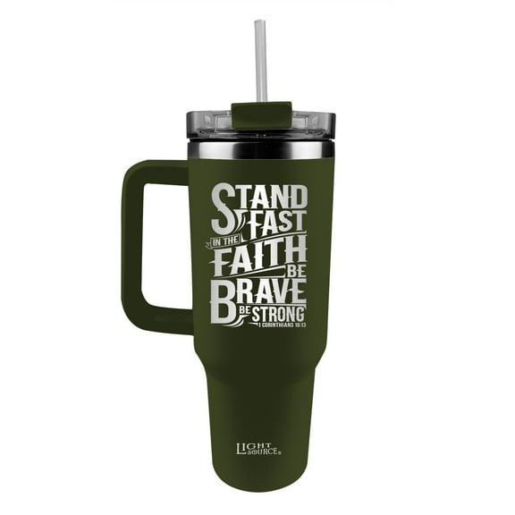 Light Source 40 oz Stainless Steel Mug With Straw Stand Fast
