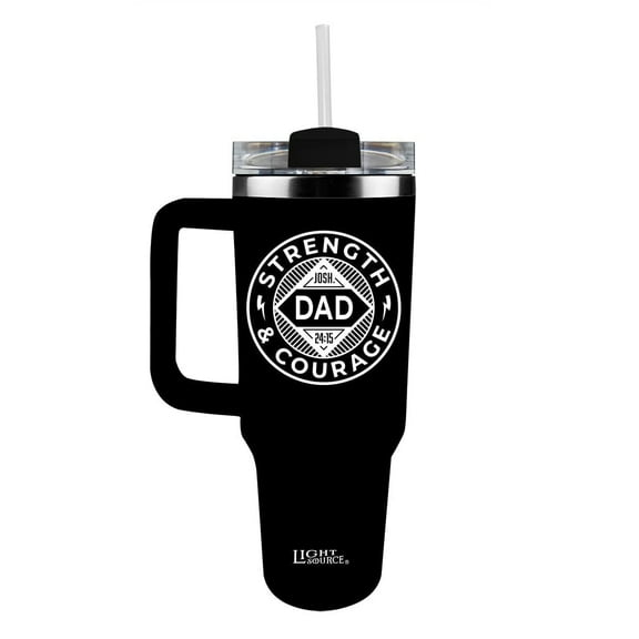 Light Source 40 oz Strength and Courage Stainless Steel with Straw Travel Mugs