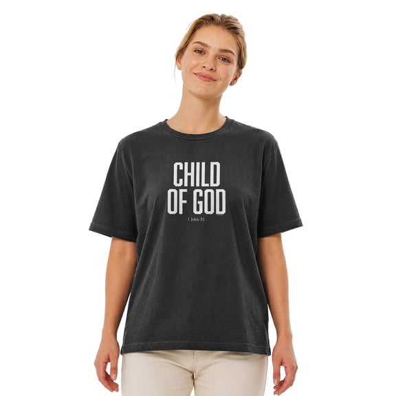 Light Source Unisex Boxy Short Sleeve T-Shirt Child Of God, Black, SM