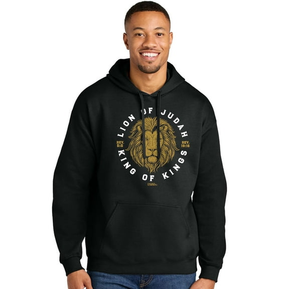 Light Source Mens Hooded Sweatshirt Lion Of Judah, Black, SM