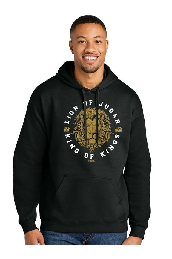 Mens Hooded Sweatshirt Lion Of Judah, Black, XL