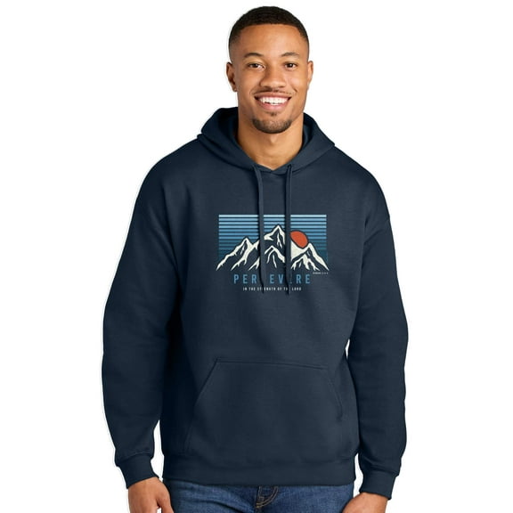 Light Source Mens Hooded Sweatshirt Persevere, Navy, XL