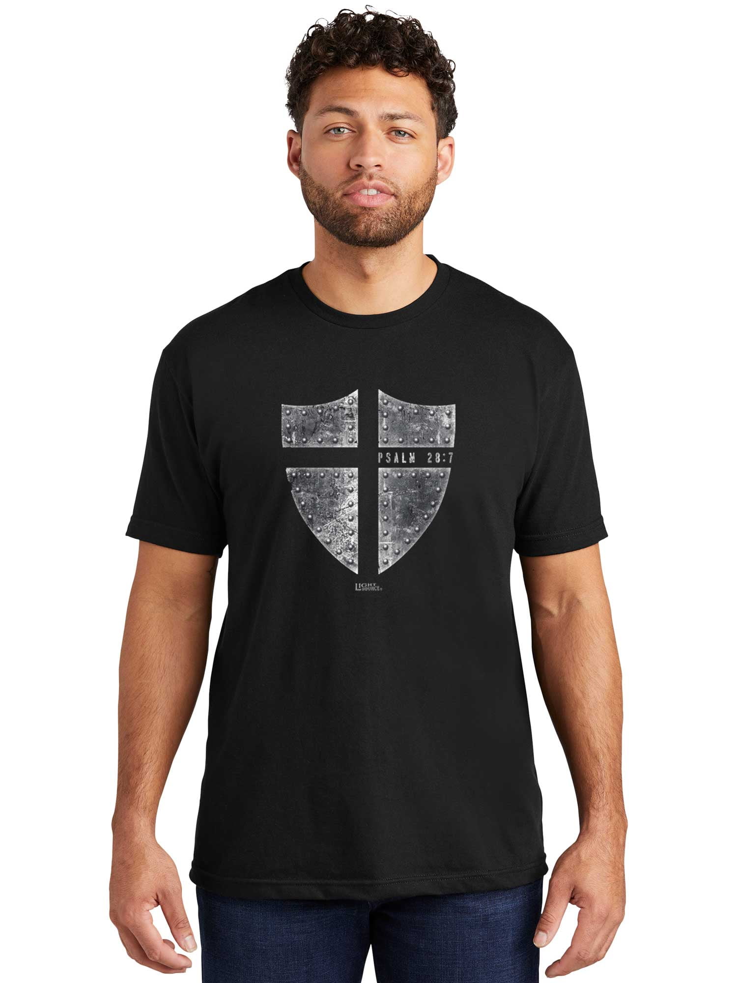 Light Source Mens T-Shirt Cross Shield