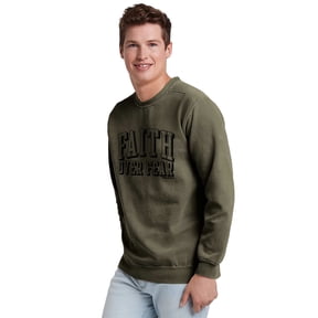Light Source Mens Sweatshirt Faith Over Fear, Light Olive, XL