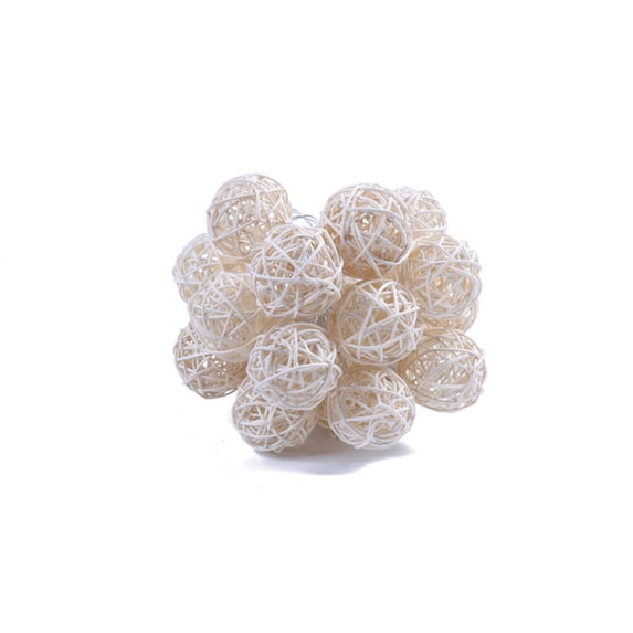 Light Source Woven Cane Ball String Lights 9.84 Ft with 20 Warm White Bulbs, USB Powered, Indoor Outdoor Decorative Lighting for Bedroom Holiday Wedding