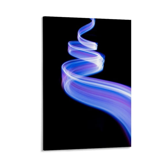 Light Spiral, Energy Flow, Abstract Motion Art, Neon Wave Design, Framed Canvas Print, 12x8 in
