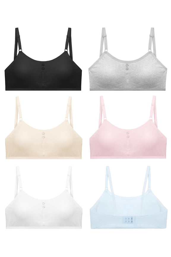 Light Sport Crop Cami Bras 12-16 Teen Student Cotton Padded Elastic Shoulder Straps Breathable Cami Bra with Adjustable Straps