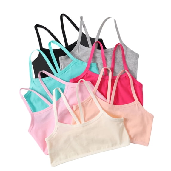 Light Sport Crop Cami Bras 8-12Teen Student Teens & Big Girls Cotton Breathable Cami Bra Elastic Shoulder Straps with Bralette Straps