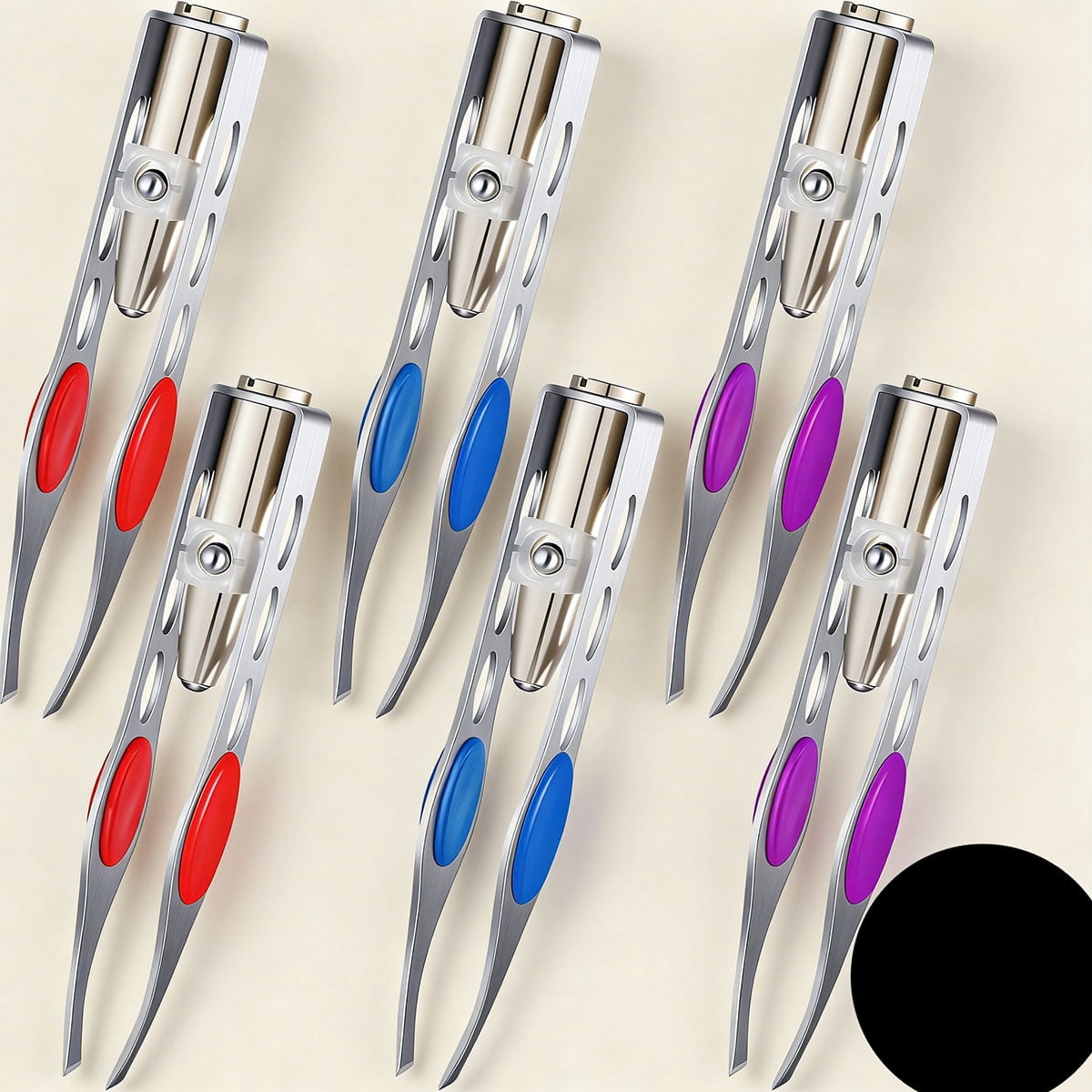 Light Stainless Steel Tweezers with LED, Makeup Eyelash Eyebrow Hair Removal Illuminating Lighted Tweezers for Precision