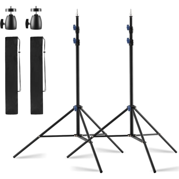 Light Stand Photography, 10ft/305cm Portable Photo Video Tripod Stand for Photo Studio, 2 Pack Lighting Stand with 360? Rotatable Gimbal for Speedlight, Ring Light, Monolight, Softbox, Camera
