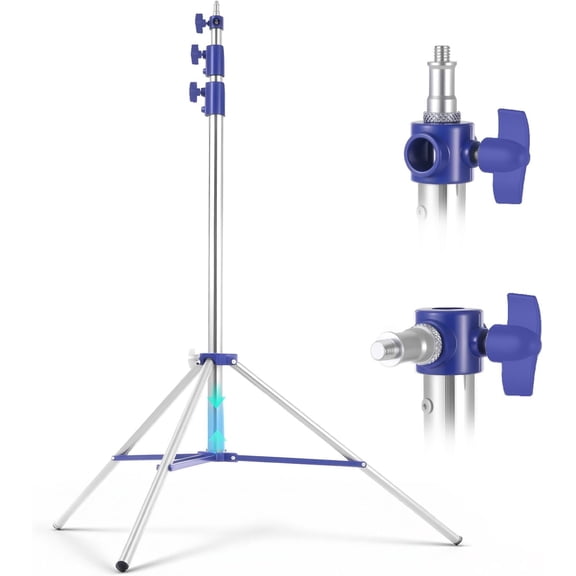 Light Stand Photography, 9.1ft/280cm Air Cuioned Studio Tripod Stand | Heavy Duty Metal Photo Video Tripod Stand with 1/4" to 3/8" Screw for Strobe, Camera, Softbox, Ring Light, Load 22lb, Blue