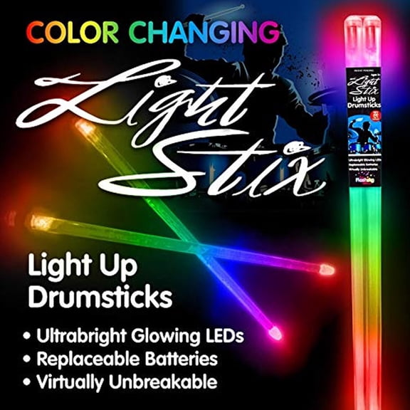Light Stix LED Light Up Drumsticks - Color Change, Changes Colors with Every Beat