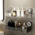 thumbnail image 1 of Light Style Glacier Pattern Suction Cup Shelf, Wall Mounted Strong Suction Shower Rack Organizer, No Drilling Clear Storage Rack, Removable Bathroom Storage Rack for Smooth Walls, 15*4*5 inch, Gray, 1 of 4