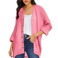 thumbnail image 1 of Light Summer Jacket Women Casual New Lightweight Cardigans for Women Trendy Oversized Boho Long Shirts Plus Size Open Front Button down Blouses Pinks M, 1 of 5