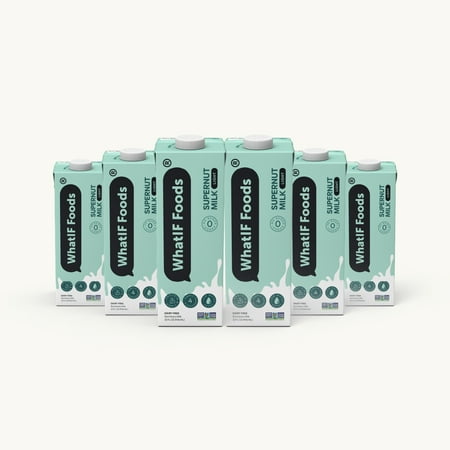 Light Supernut Milk | Unsweetened, Plant-Based Milk | 5g Protein, 50 Calories, 17% DV Iron, 42% DV B12 - 32 Fl Oz - (Pack of 6) by WhatIF Foods