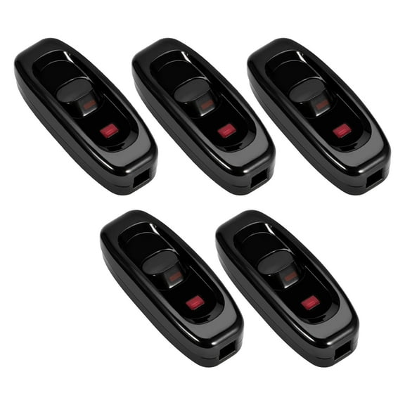 Light Switch, AC 250V 10A Inline ON OFF Table Desk Lamp Cord Cable Switch with LED Indicator Light Single Pole, Single Throw (Black)