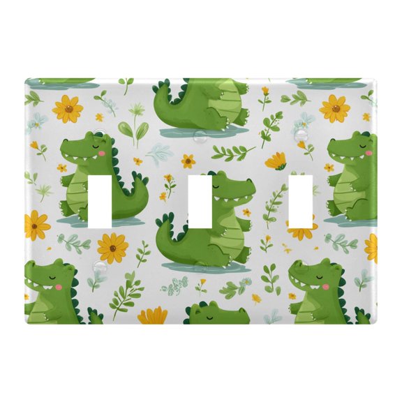 Light Switch Cover Alligator Flower Plates Faceplate Decorative Switch Plate for Bedroom Home Decor