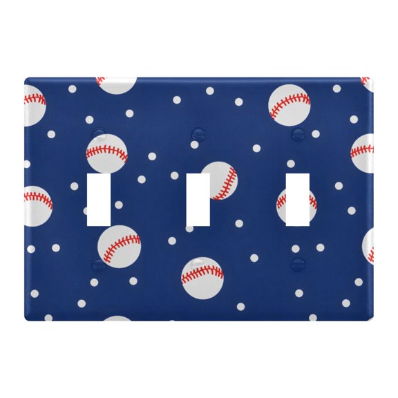 Light Switch Cover Baseball Blue Tile Plates Faceplate Decorative Switch Plate for Bedroom Home Decor
