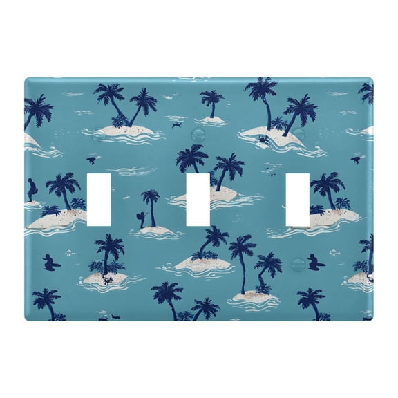 Light Switch Cover Blue Palm Tree Plates Faceplate Decorative Switch Plate for Bedroom Home Decor