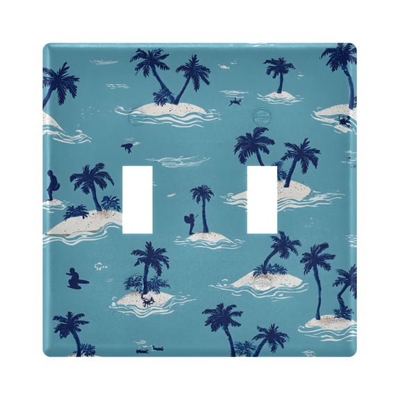 Light Switch Cover Blue Palm Tree Plates Faceplate Decorative Switch Plate for Bedroom Home Decor