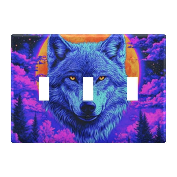 Light Switch Cover Blue Wolf Art Print Plates Faceplate Decorative Switch Plate for Bedroom Home Decor
