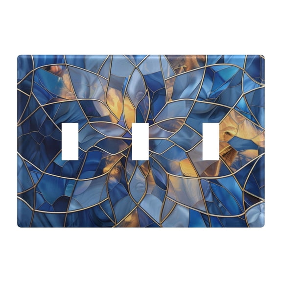 Light Switch Cover Blue and Gold Glass Plates Faceplate Decorative Switch Plate for Bedroom Home Decor