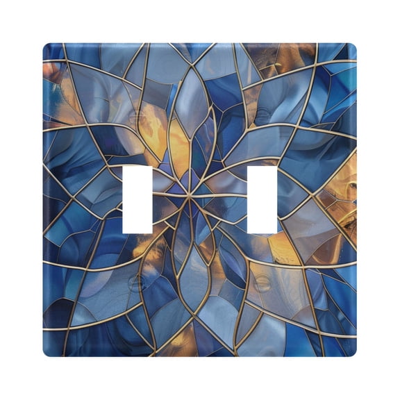 Light Switch Cover Blue and Gold Glass Plates Faceplate Decorative Switch Plate for Bedroom Home Decor