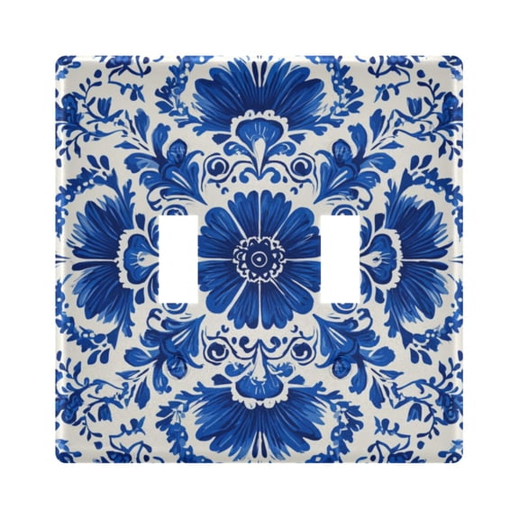 Light Switch Cover Blue and White Porcelain Pattern Plates Faceplate Decorative Switch Plate for Bedroom Home Decor