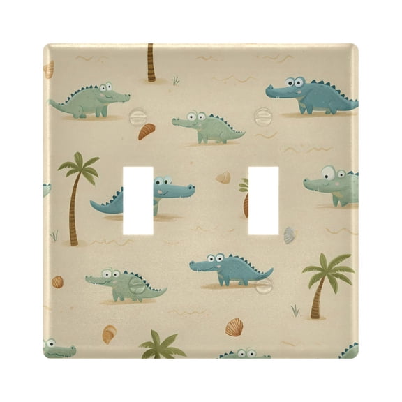Light Switch Cover Cartoon Crocodile Palm Tree Plates Faceplate Decorative Switch Plate for Bedroom Home Decor