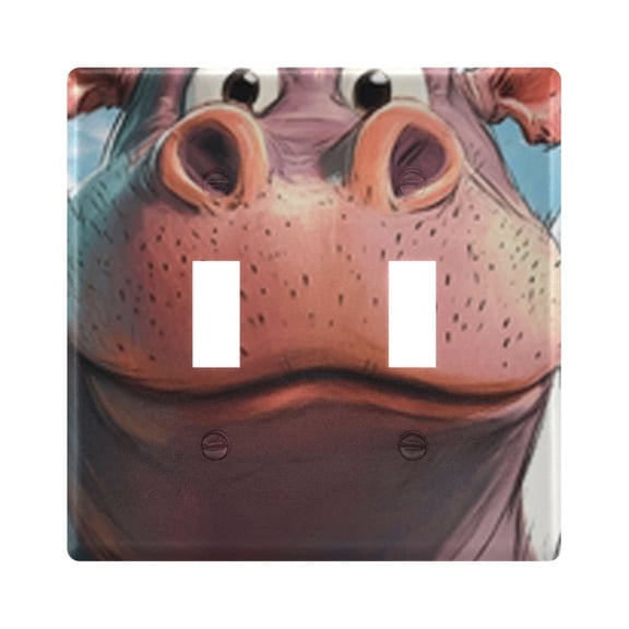 Light Switch Cover Cartoon Cute Hippo Plates Faceplate Decorative Switch Plate for Bedroom Home Decor